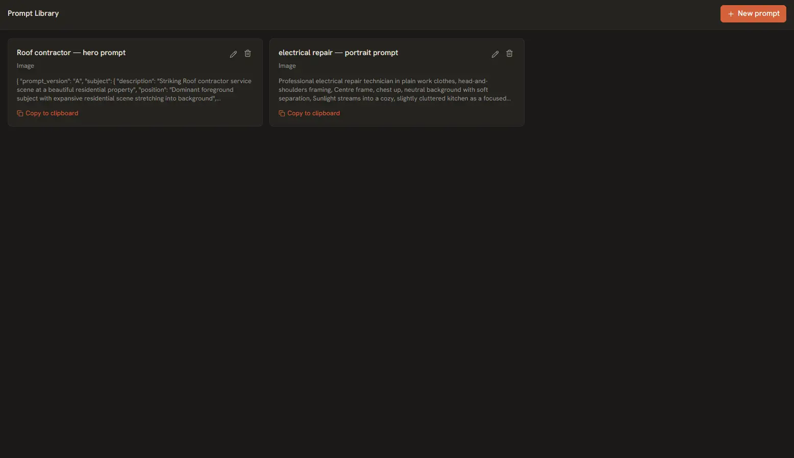 Prompt Library Screen